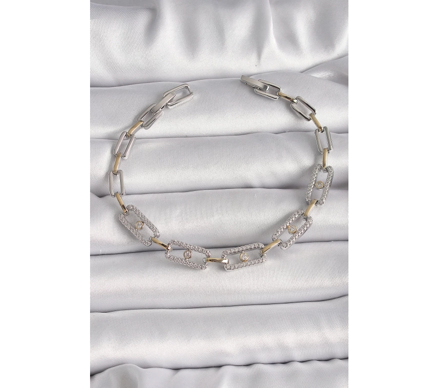 Pirinç Mix Renk Zirkon Taşlı Messika Model VIP Seri Kadın Bileklik
