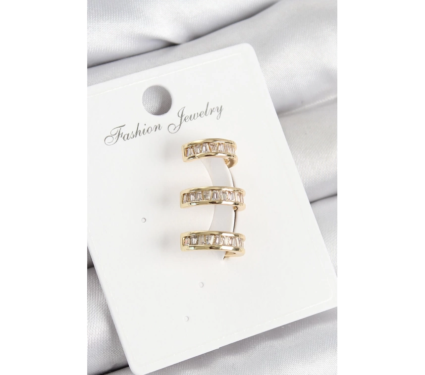 Pirinç Su Yolu Model Gold Renk Sağ Kıkırdak Küpe