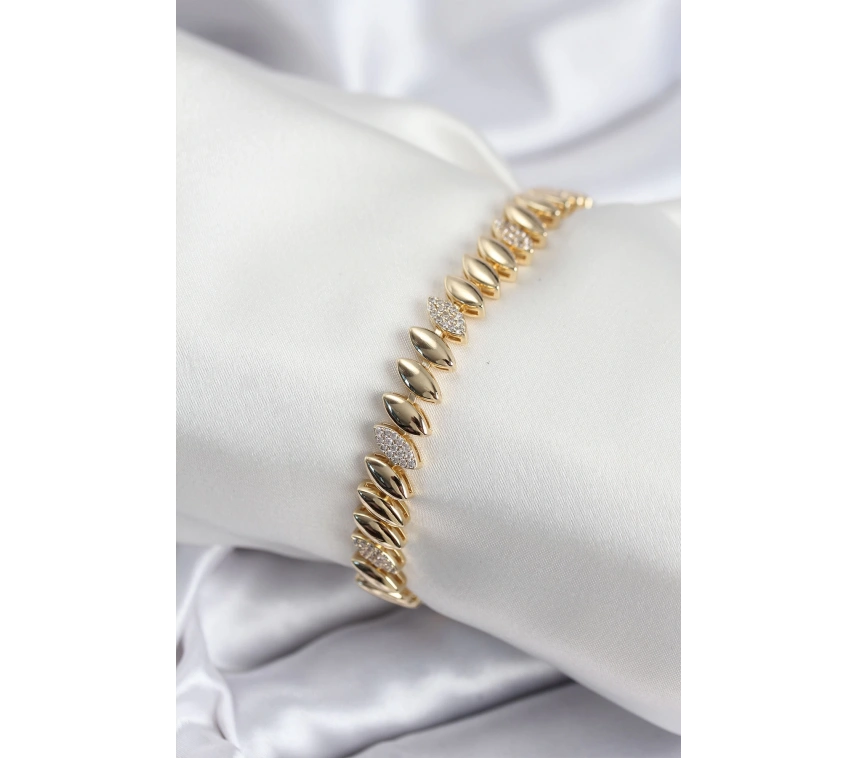 Pirinç VIP Seri Gold Renk Arpa Model Kadın Bileklik