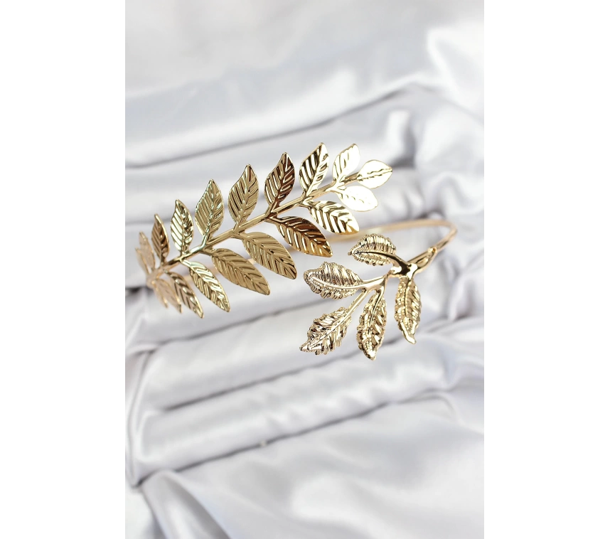 Pirinç Yaprak Model Gold Renk Pazu Bileklik