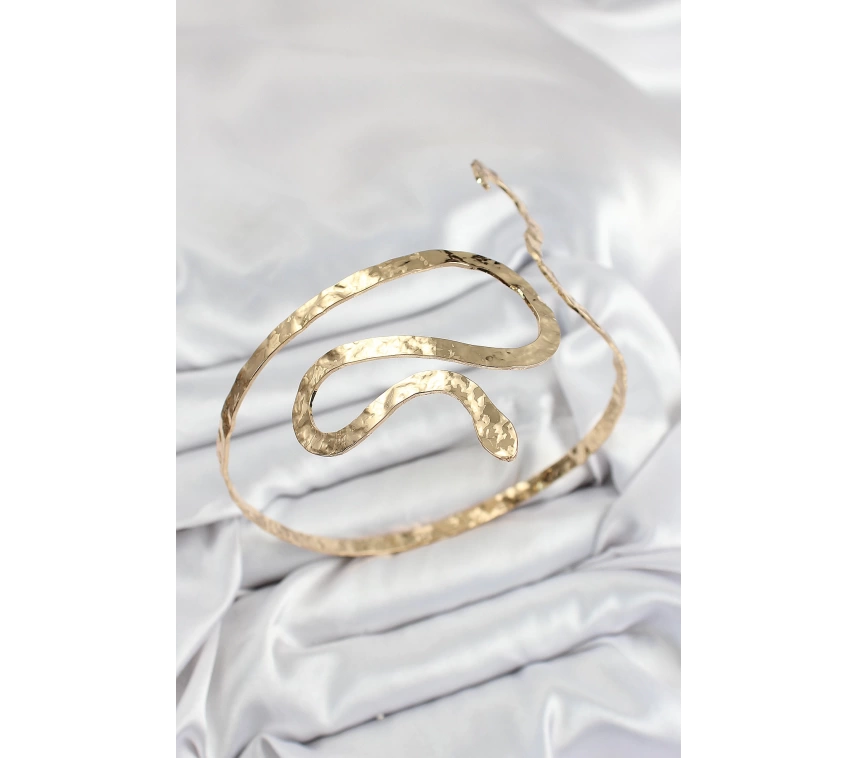 Pirinç Yılan Model Gold Renk Kadın Pazu Bileklik