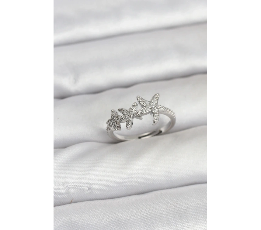 Pirinç Yıldız Model Gümüş Renk Kadın Yüzük