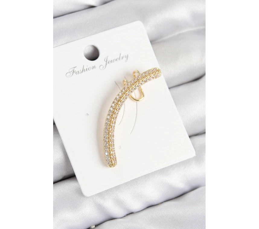 Pirinç Zirkon Taşlı Model Gold Renk Sağ Kıkırdak Küpe