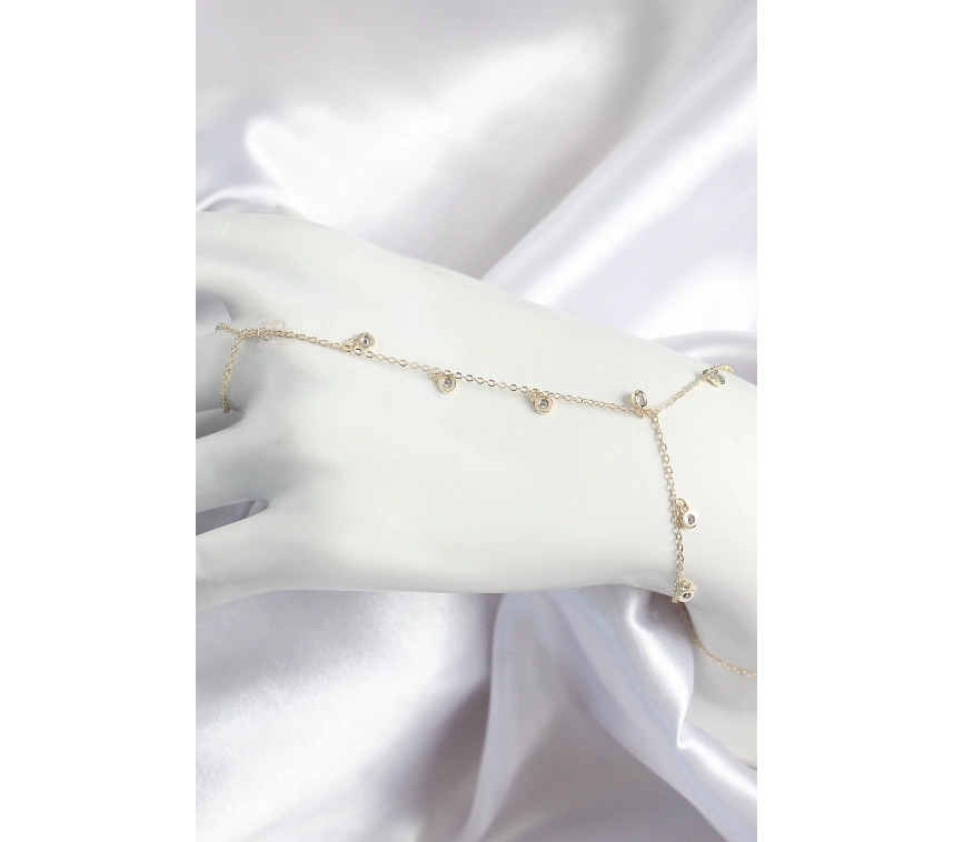 Pirinç Zirkon Taşlı Sallantılı Model Gold Renk Kadın Şahmeran