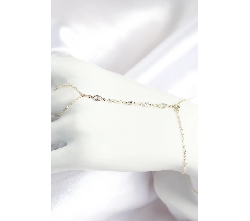 Pirinç Zirkon Taşlı Y Model Gold Renk Kadın Şahmeran