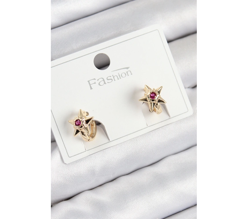 Pirinç Zirkon Taşlı Yıldız Model Gold Renk Çocuk Küpe