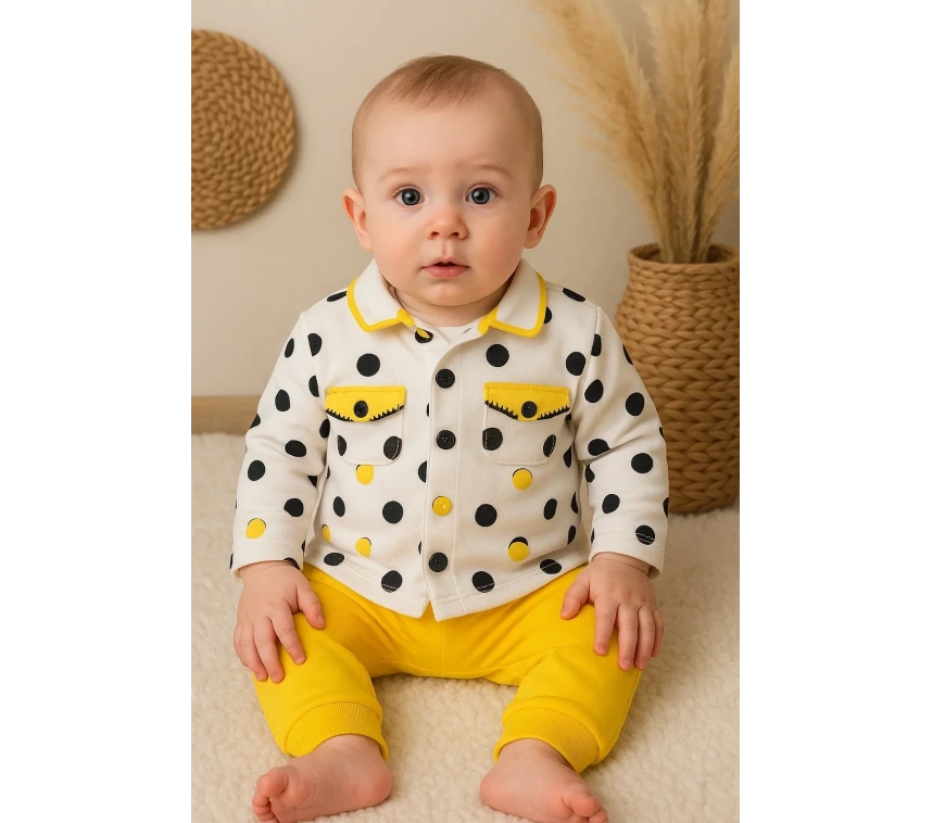 Puanlı Hırkalı % 100 Pamuk 3lü Kız Takım