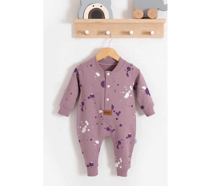 Puantiye Desenli Pamuklu Kız Bebek Tulum