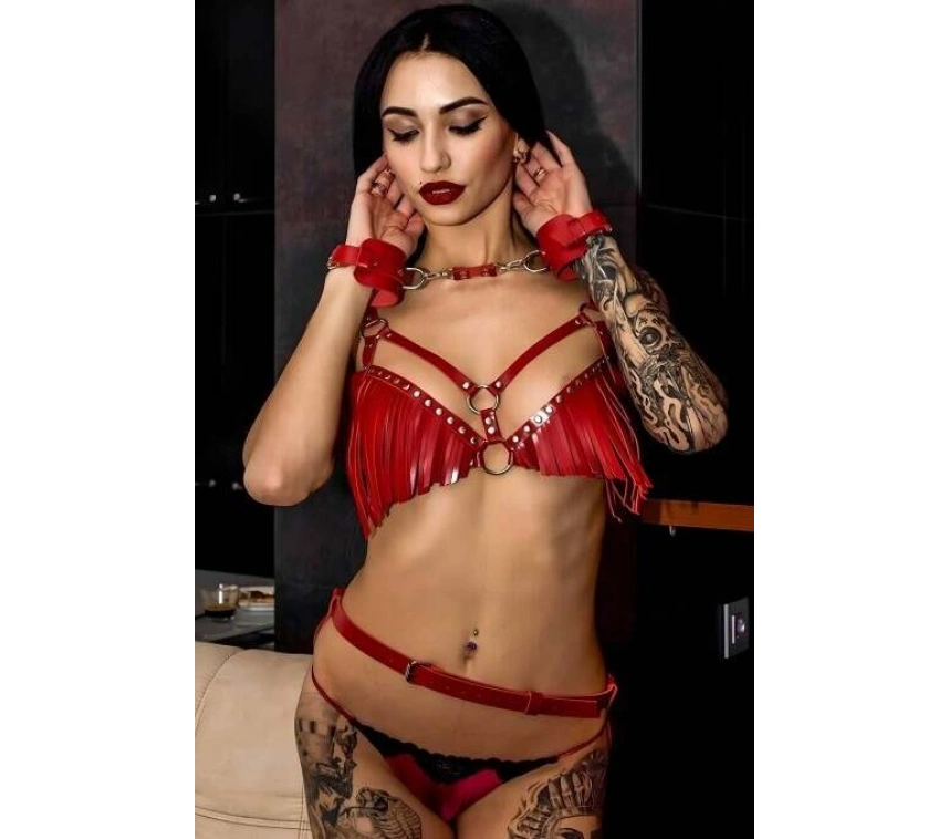 Püsküllü Göğüs Ve Popadan Baglamalı Kelepçe Takım - Brf896