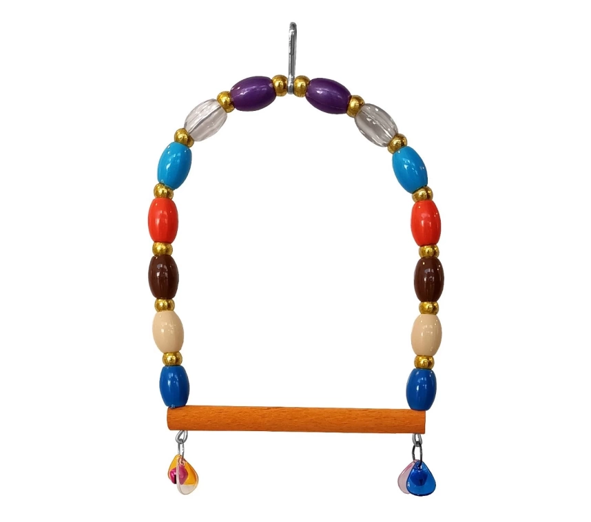 Renkli Boncuklu Ve Çanlı Muhabbet Kuşu Salıncağı 11-13.5 cm Renkli