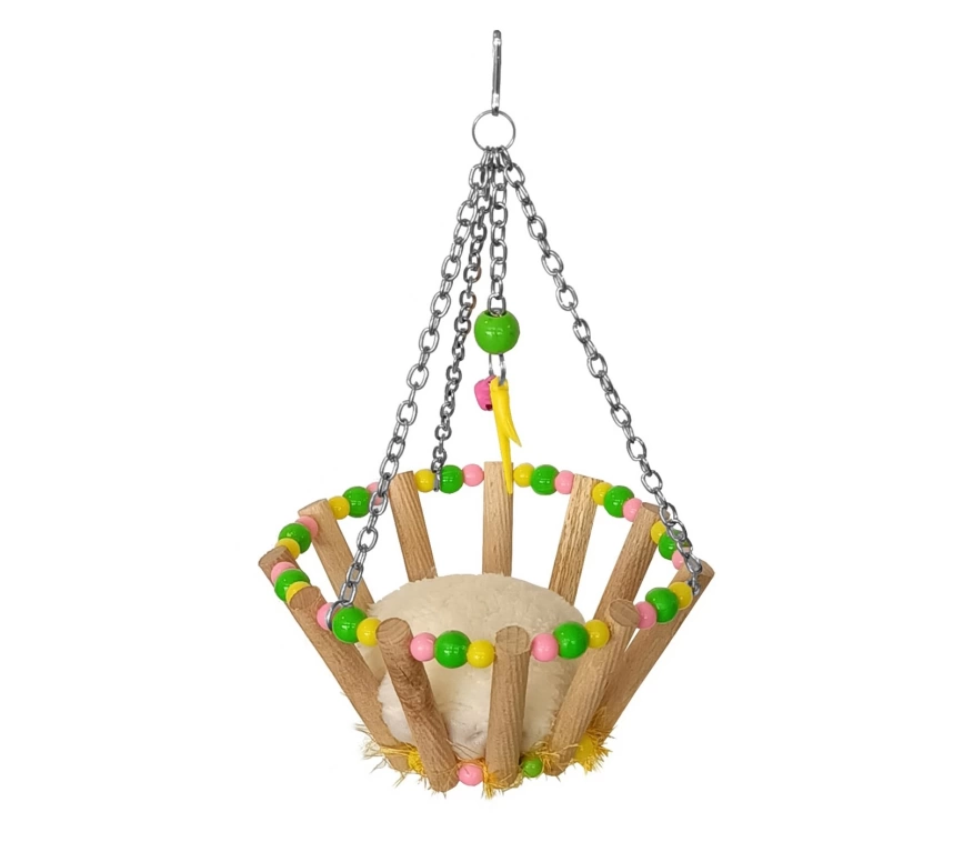 Renkli Boncuklu Ve Çanlı Sepet Kuş Salıncağı 7*12-23 cm