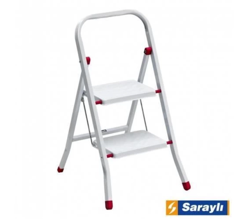 Saraylı Pratik Metal Merdiven Beyaz 2 Basamaklı