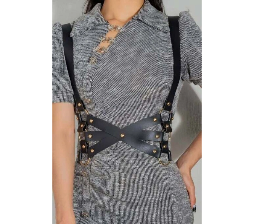 Seksi Deri Döğüs Harness - Brf1186