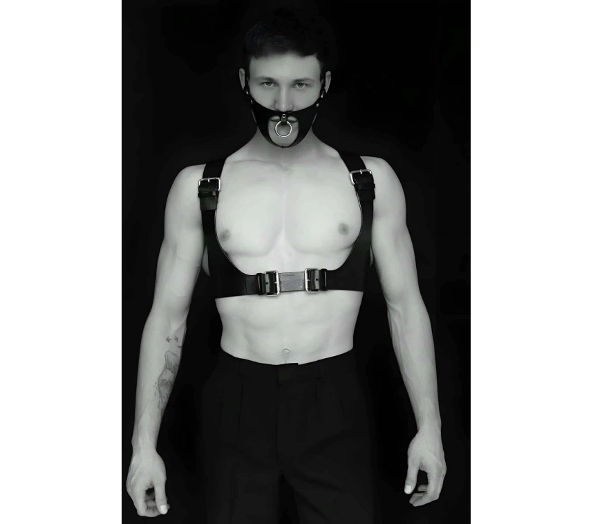 Seksi Deri Göğüs Ve Maske Harness - Brfm112