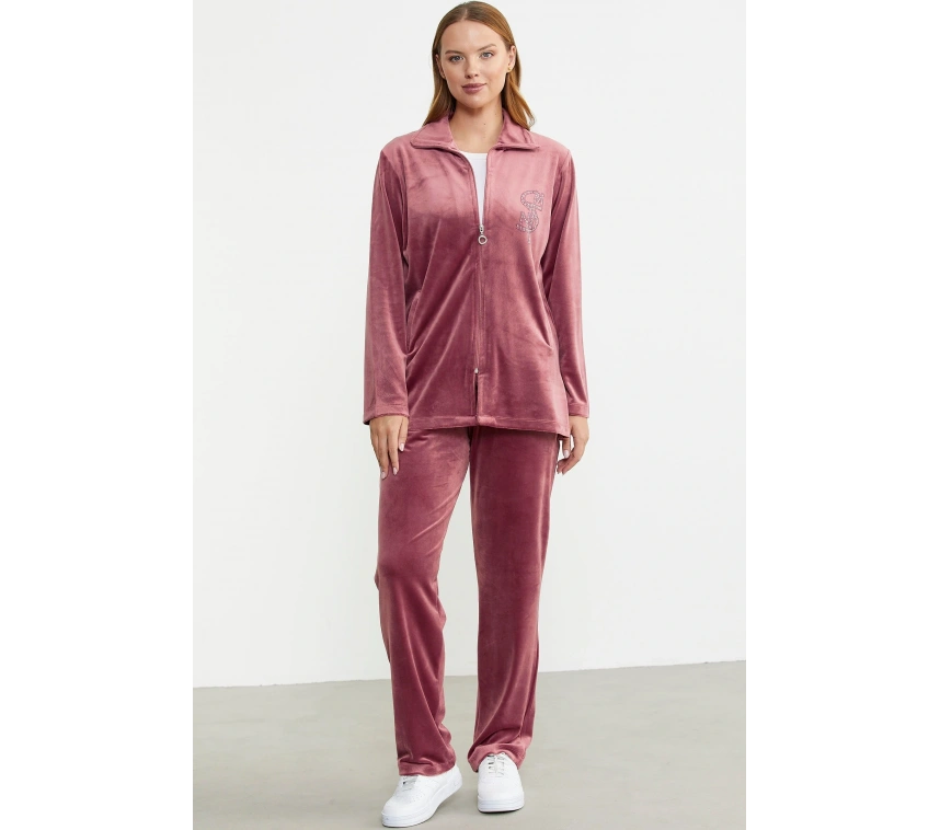 Sementa 76387 Fermuarlı Kadife Tunik Eşofman Takım