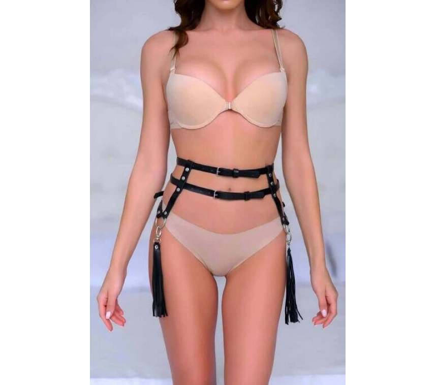 Sık Deri Püsküllü Bel Kemer Harness - Brf1045