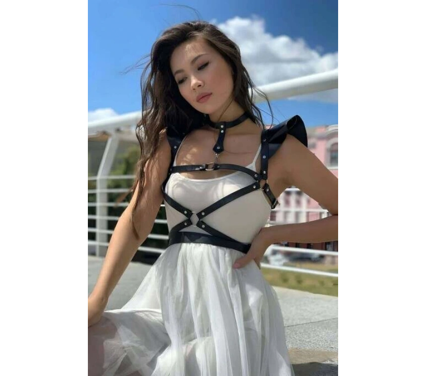 Şık Deri Seksi Göğüs Deri Harness - Brf996