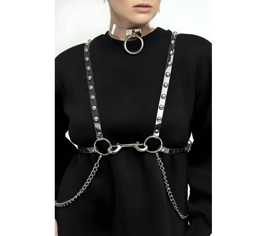 Şık - Şeffaf Kemer Ve Choker Takım - Brf826