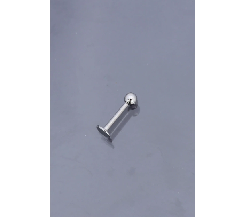 Silver Renk Düz Bar Tek Taraflı Top Model 316L Cerrahi Çelik Piercing