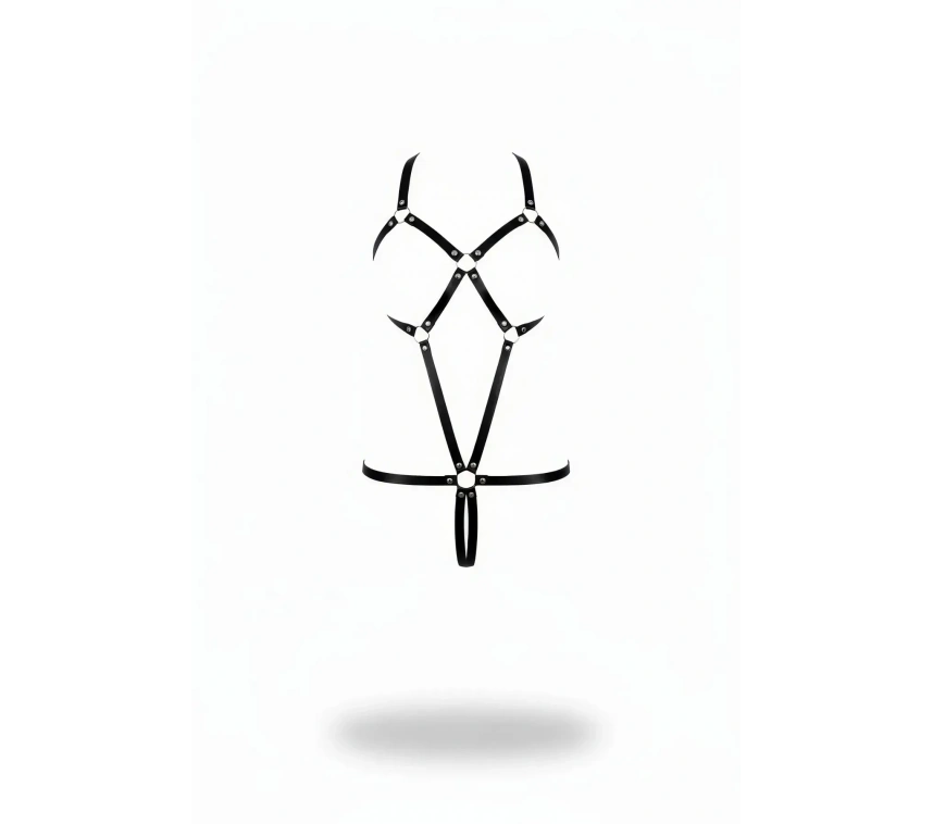 Siyah Body Harness Metal Halkalı Çapraz Vücut Kuşamı - Brf240