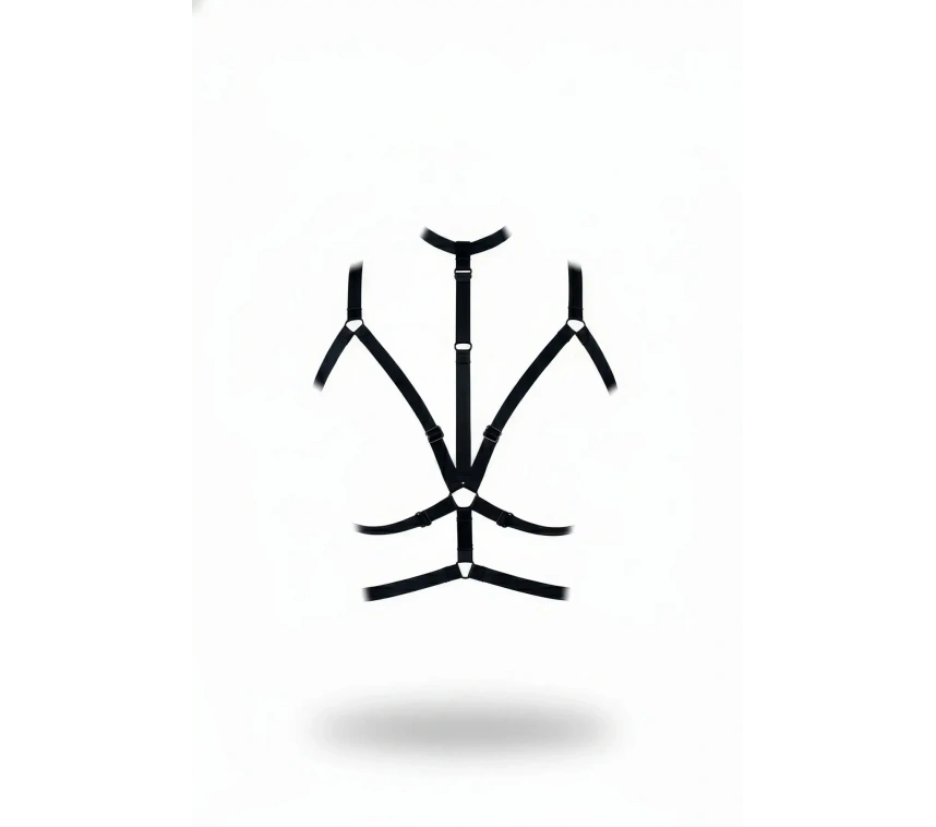 Siyah Göğüs Harness Ayarlanabilir Elastik Kafes Detaylı - Brf137