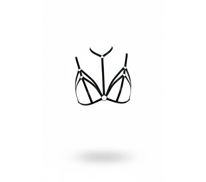 Siyah Göğüs Harness Boyunluklu Halkalı Çapraz Bant Detayı - Brf103