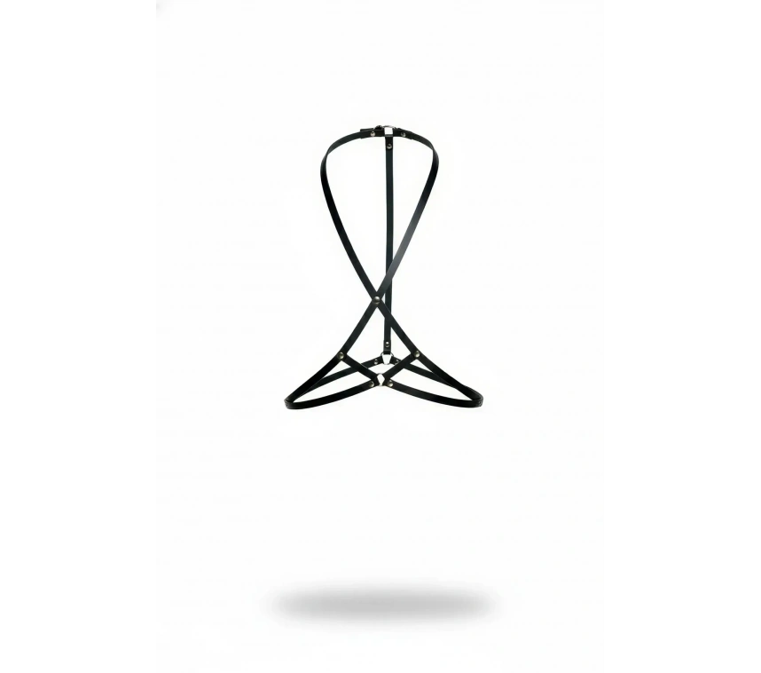 Siyah Göğüs Harness Deri Ayarlanabilir Metal Detaylı Vücut Aksesuarı - Brf183