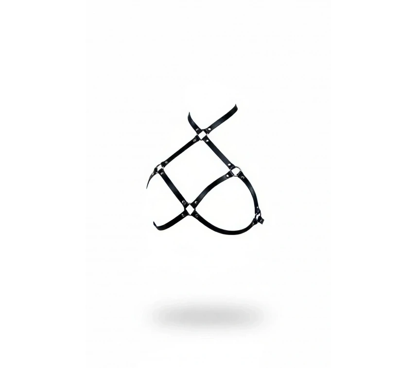 Siyah Göğüs Harness Deri Çapraz Metal Halkalı Beden Aksesuarı - Brf263