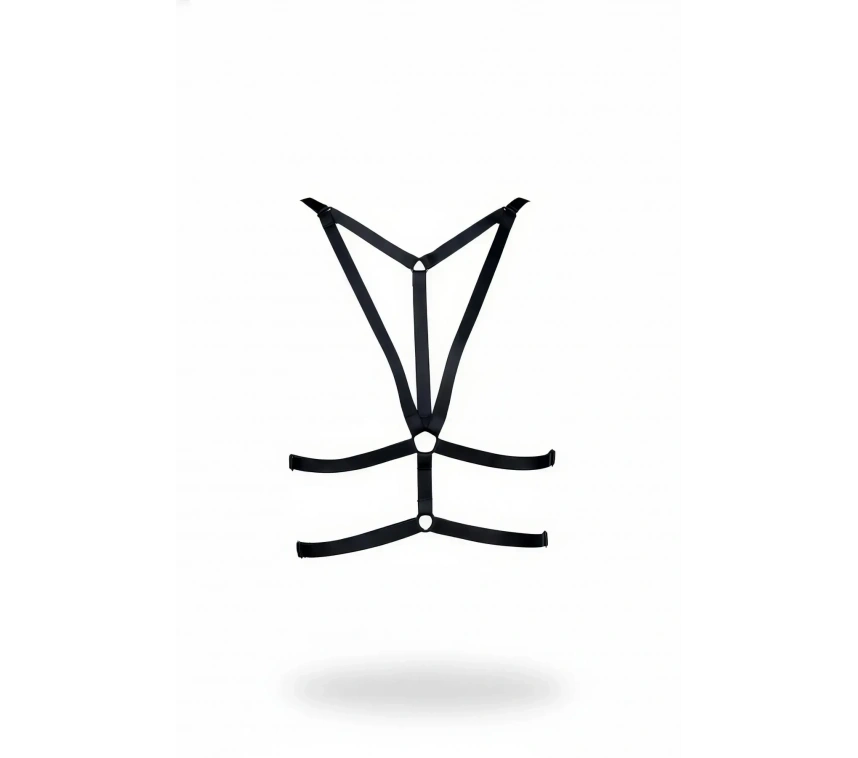 Siyah Göğüs Harness Metal Halka Detaylı Ayarlanabilir Bantlı - Brf163