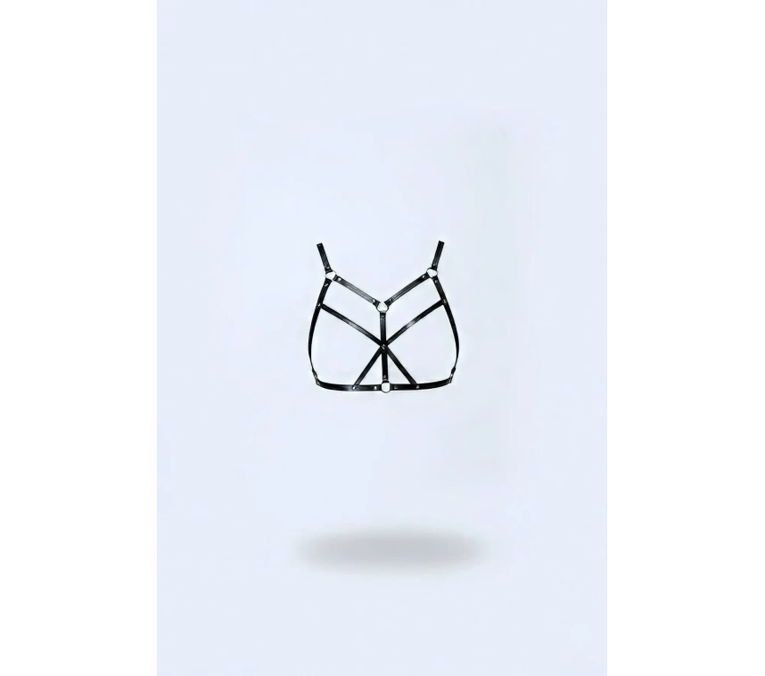 Siyah Göğüs Harness Suni Deri Çapraz Bağlamalı - Brf265