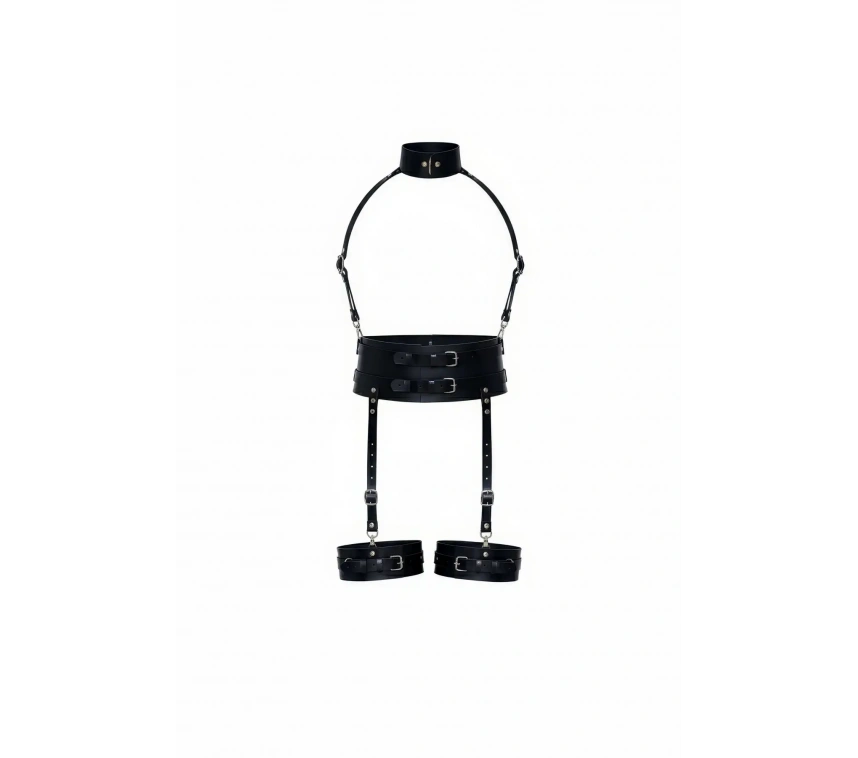 Siyah Harness Takım Geniş Bel Boyunluk Detaylı - Brf1031