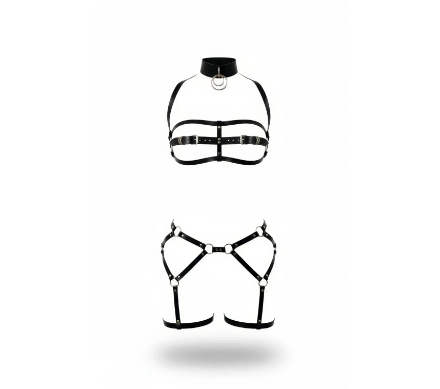 Siyah Harness Takım O Halka Detaylı Tokalı - Brf242