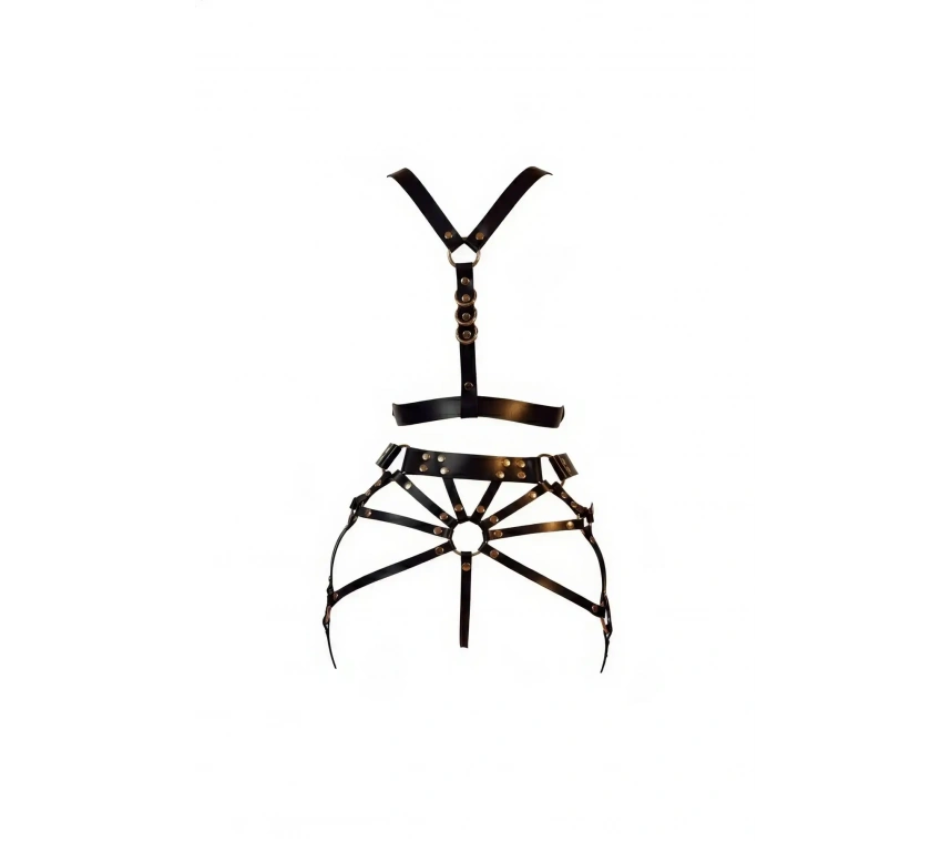 Siyah Harness Takım Suni Deri Omuz Ve Bel Detaylı - Brf1193