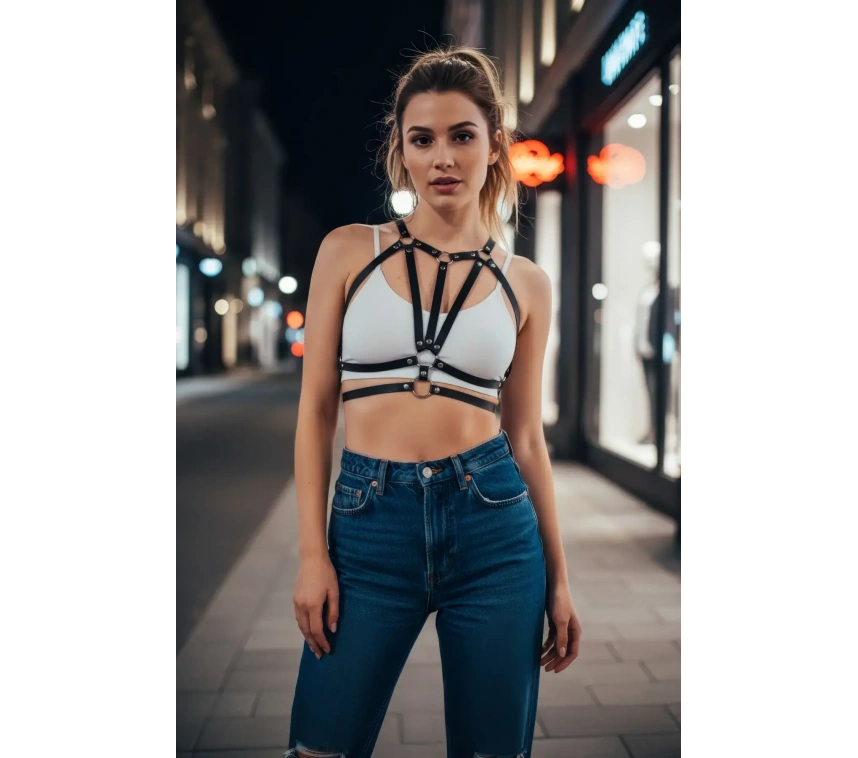 Siyah Kadın Kemer Suni Deri Halka Detaylı Çoklu Bant - Brf114