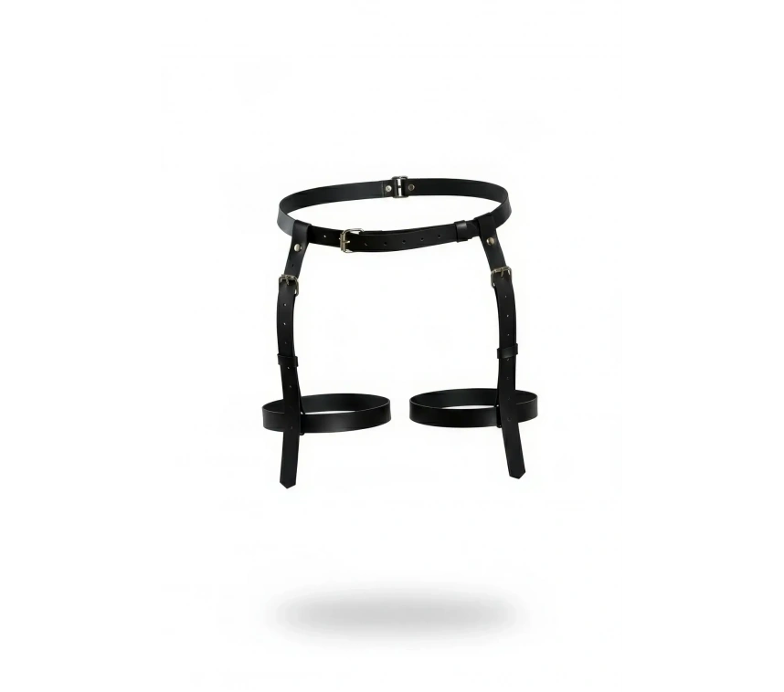 Siyah Tanga - Külot Ayarlanabilir Deri Jartiyer - Brf1209