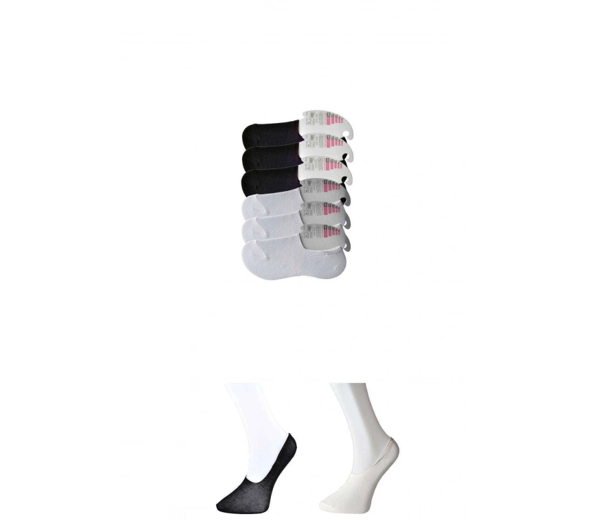 Siyah Ve Beyaz Kadın Babet Çorap 6 Çift