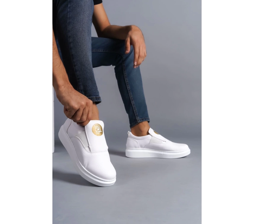 SLW161 Hippo Bağcıksız Cilt Erkek Günlük Sneaker Ayakkabı CBT - Beyaz