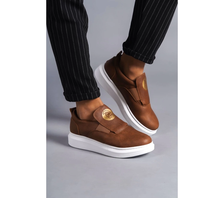 SLW161 Hippo Bağcıksız Cilt Erkek Günlük Sneaker Ayakkabı CBT - Taba