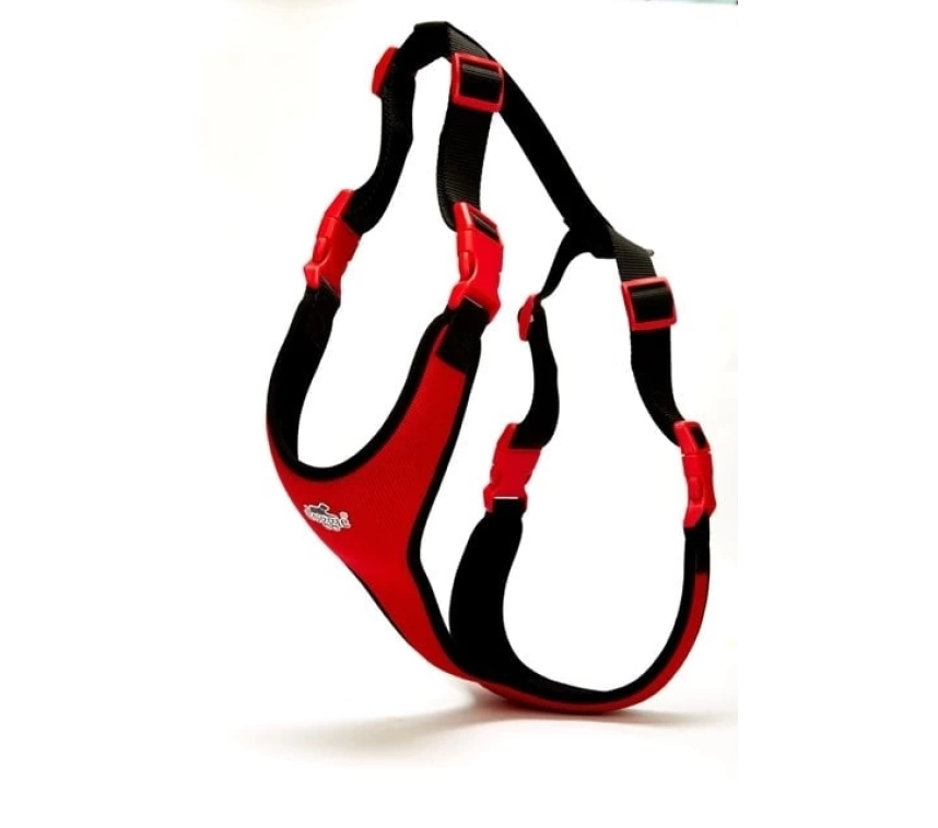 Softlu Siyah Köpek Bel Tasması 70/95 cm Kırmızı