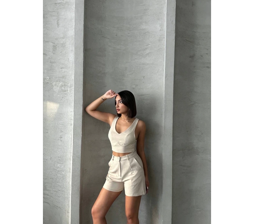 Şortlu keten takım