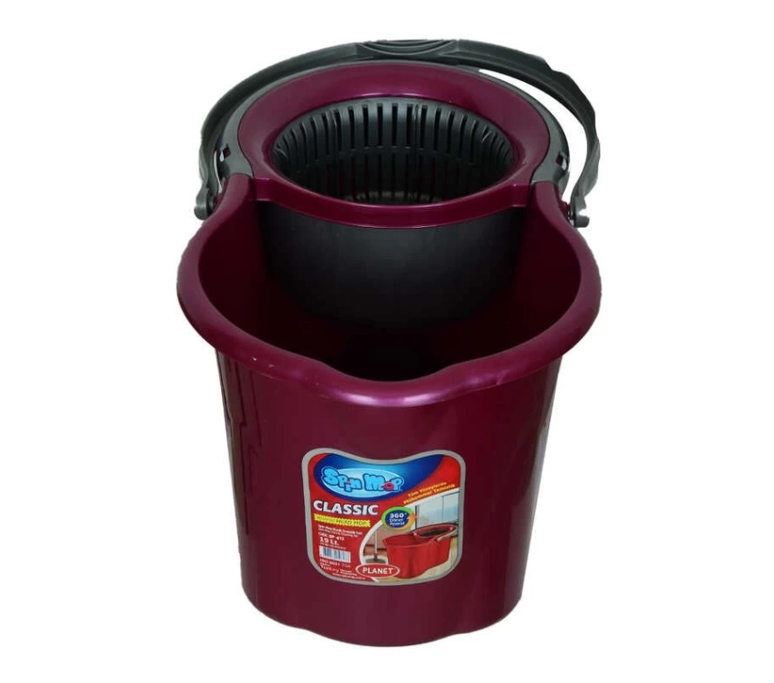 Spin Mop Temizlik Seti 360 Derece Döner Başlıklı Kova+Mop+Paspas+Sap Karışık Renk
