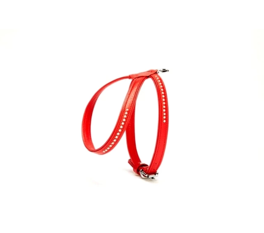 Swarovski Taşlı Deri Köpek Göğüs Tasması 1,2 x 25-35 cm Kırmızı