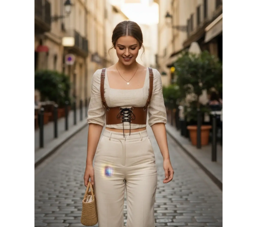 Taba Kadın Kemer Bağcıklı Geniş Korse Detaylı - Brf1429