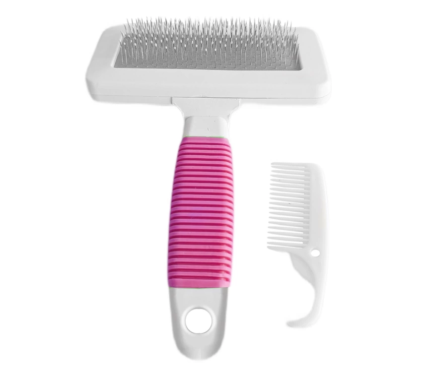 Temizleme Aparatlı Kedi Köpek Tarağı 9.5 cm-14 cm Medium Pembe