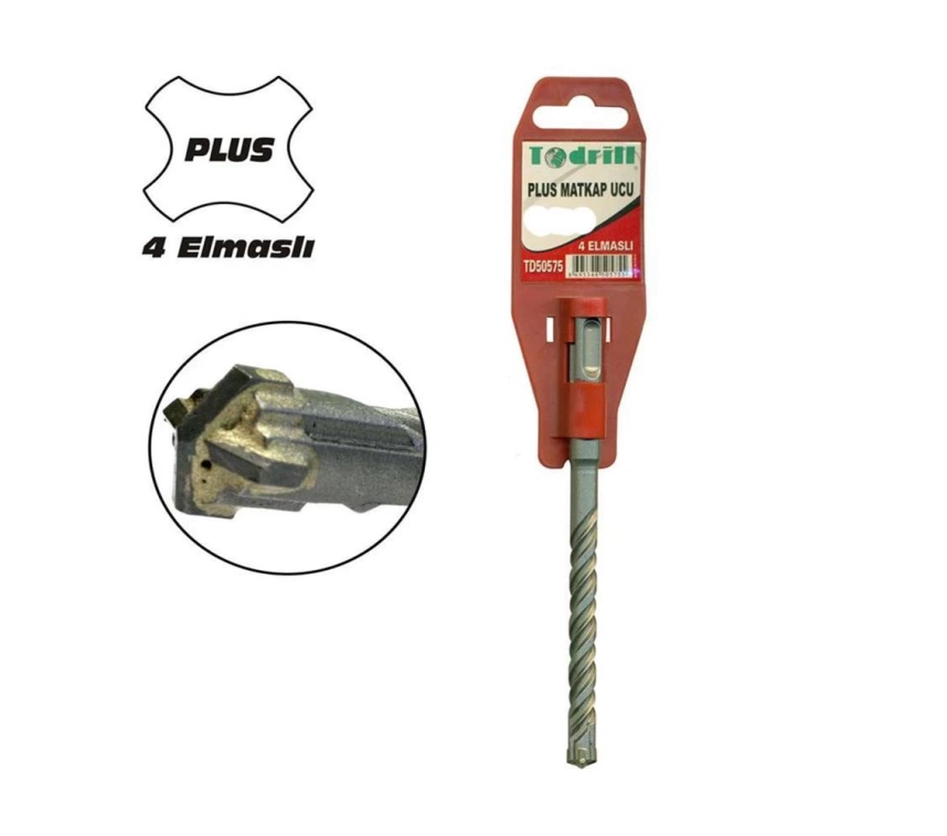 Todrill TD50649 12X450 Sds Plus 4 Elmaslı Matkap Ucu