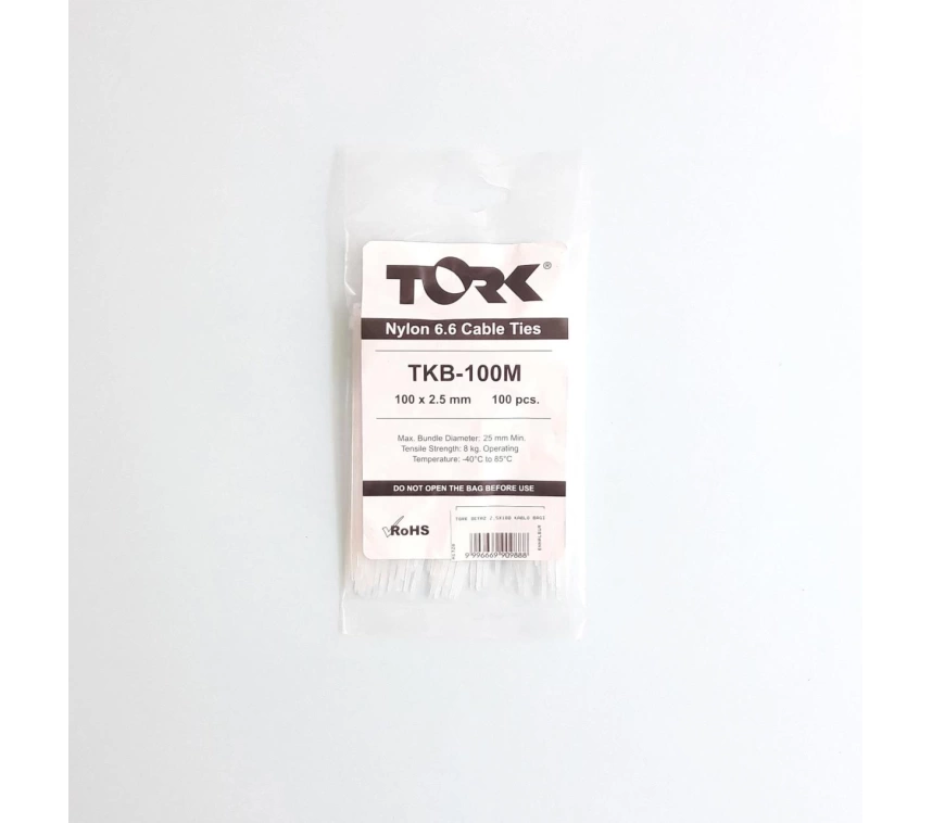 Tork Beyaz Kablo Bağı 2,5X100