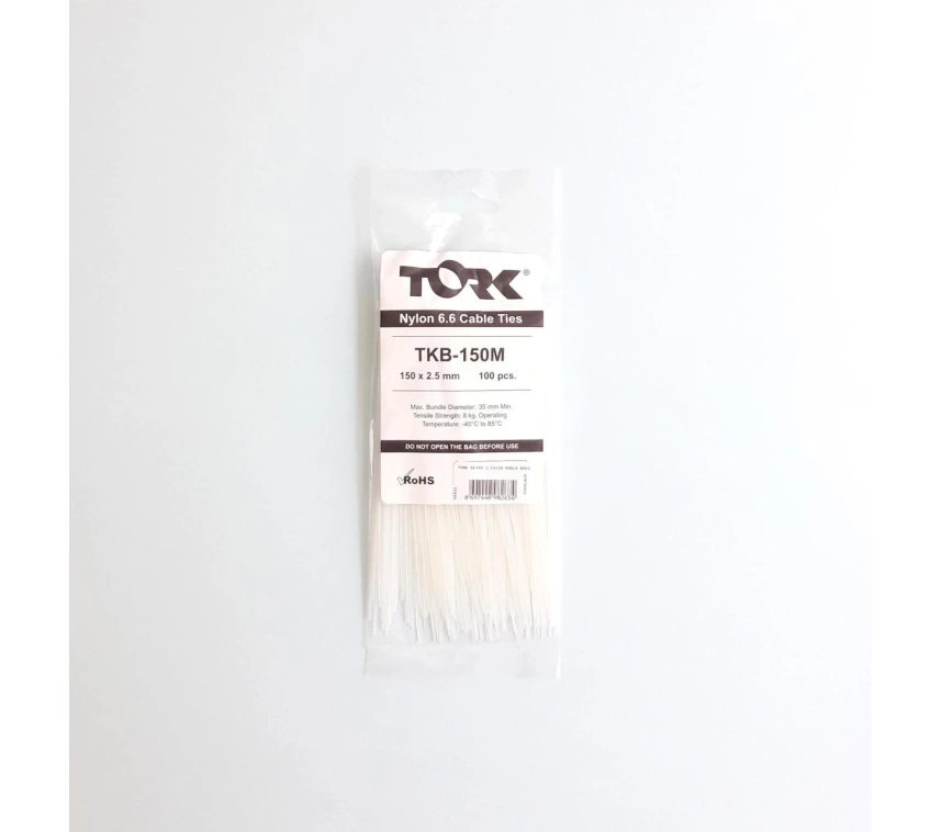 Tork Beyaz Kablo Bağı 2,5X150