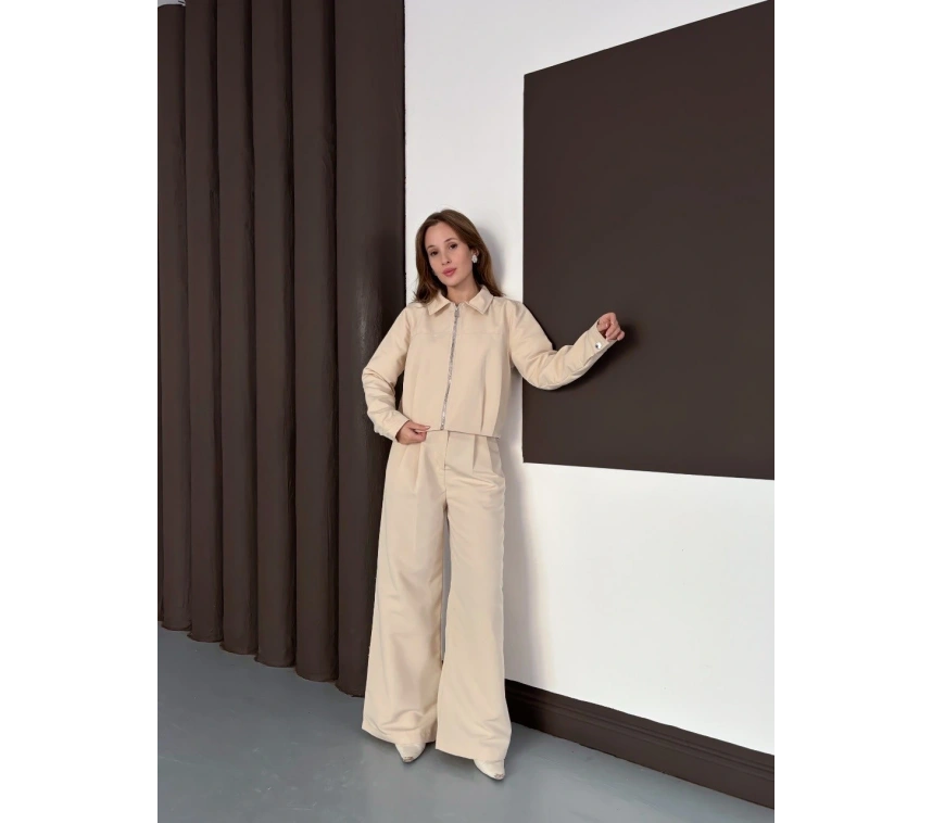 Trenç takım alt üst bej ons