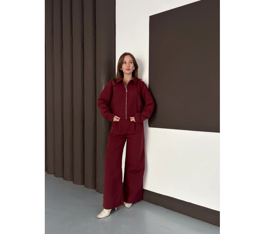 Trenç takım alt üst bordo ons