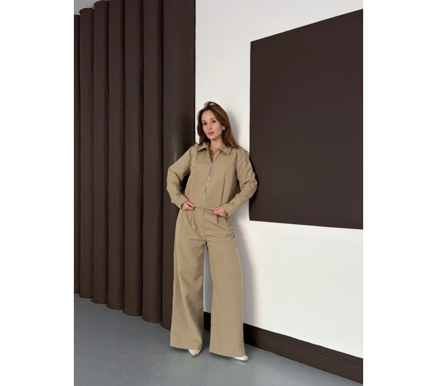 Trenç takım alt üst haki ons